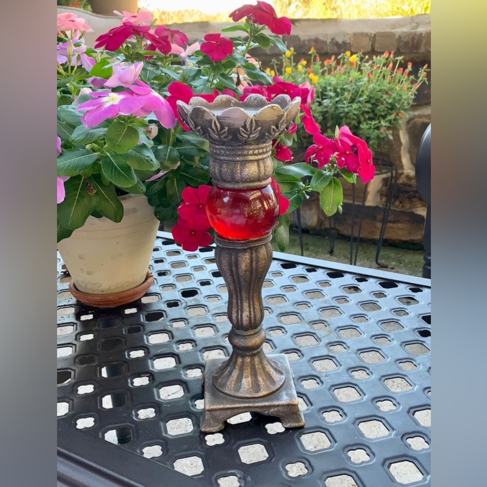 Kirkland’s Resin candle Holder with Red Accent